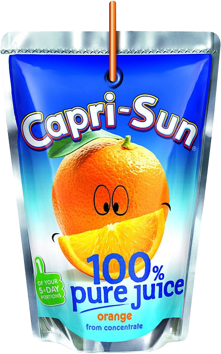 A Blue And White Package With A Cartoon Orange