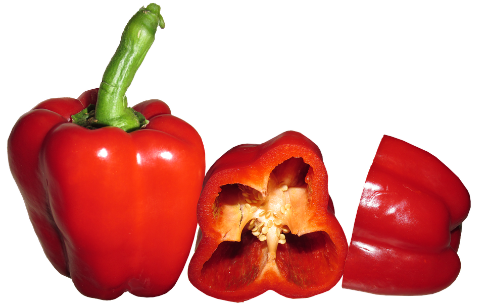 A Red Bell Pepper With A Green Stem