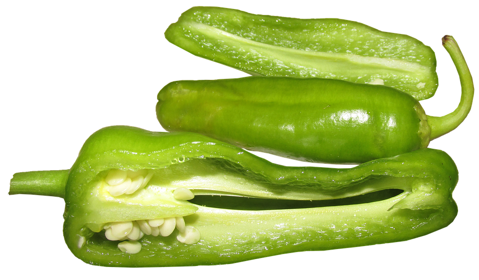 A Green Pepper Cut In Half