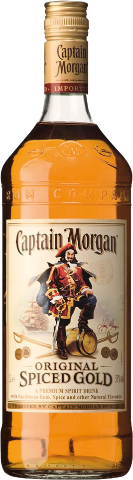 A Bottle Of Rum With A Pirate Figure On It