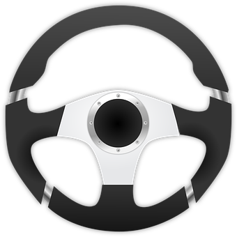 A Black And Silver Steering Wheel