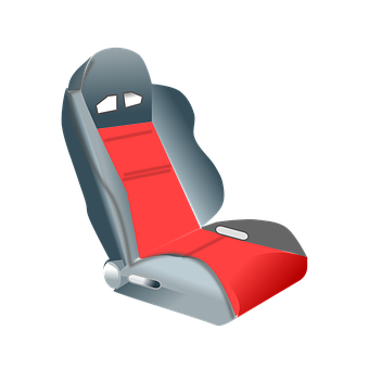 A Car Seat With A Red Seat Cushion