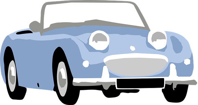 A Blue Car With White Trim