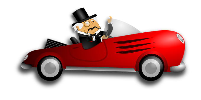 Cartoon Of A Man In A Red Car