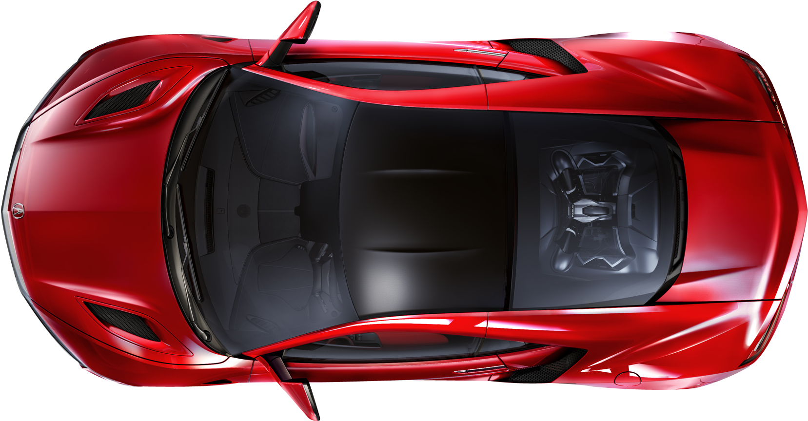 A Top View Of A Red Sports Car