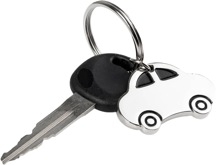 A Key With A Car Shaped Keychain