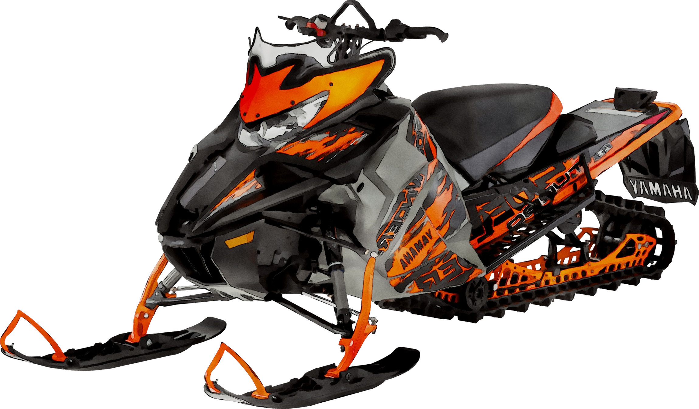 A Snowmobile With Black And Orange Accents