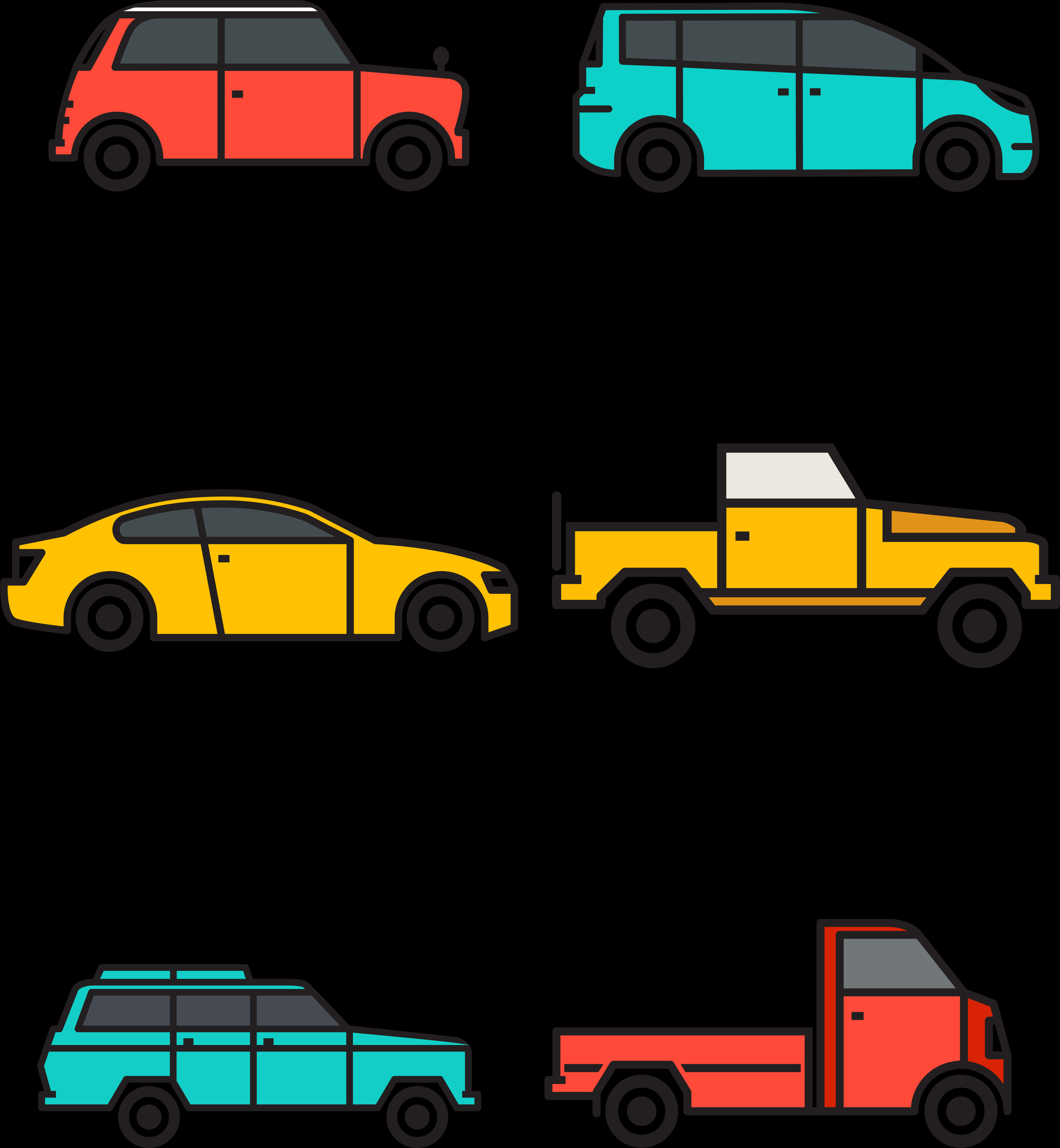 A Group Of Cars On A Black Background