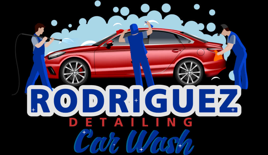 A Car Wash Advertisement With A Man Washing A Car