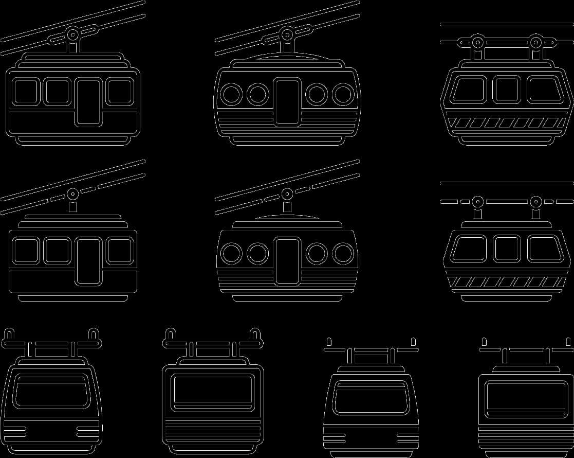 A Line Drawing Of A Trolley Car