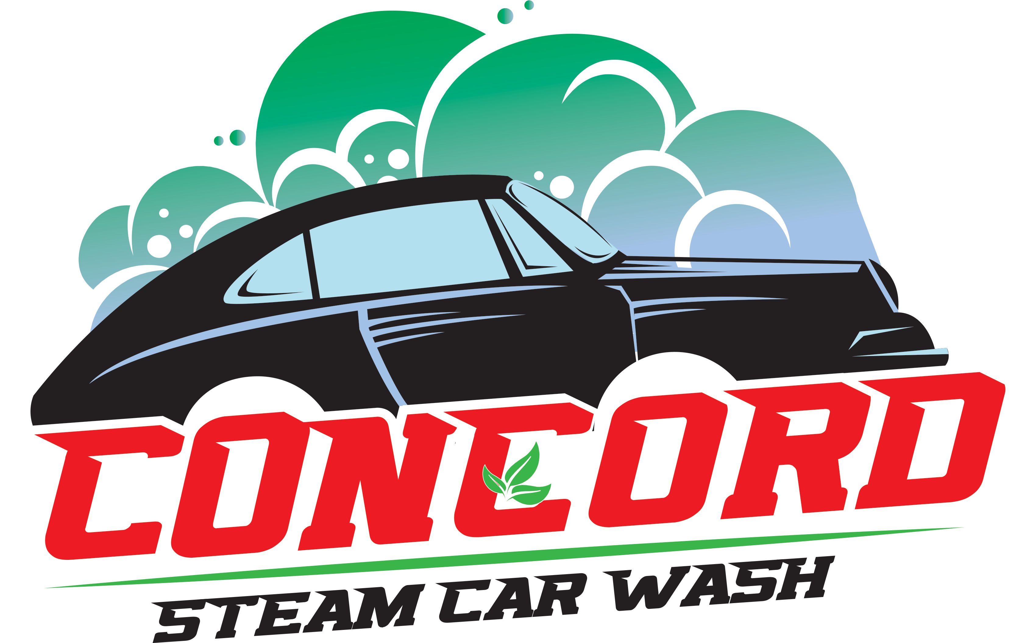 A Car Wash Logo With Text And Green Bubbles