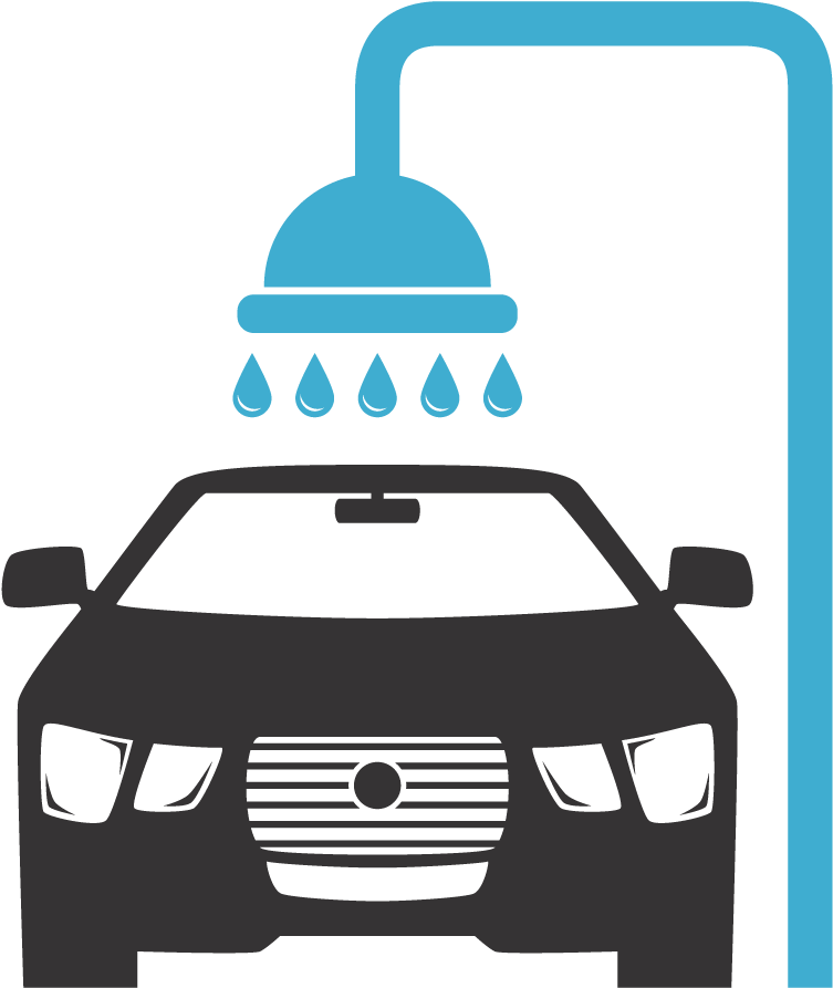 A Car With A Shower And Water Drops