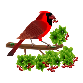 A Bird On A Branch With Berries