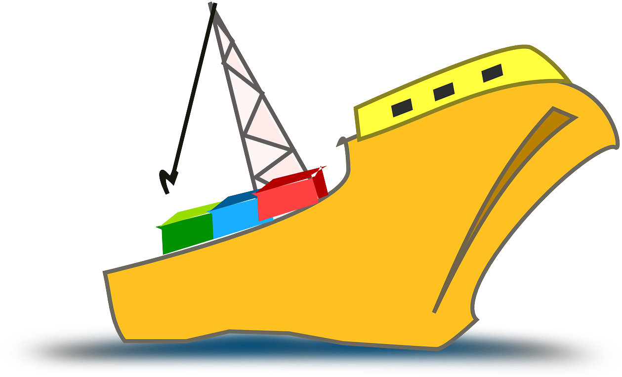 A Cartoon Of A Ship With Containers On It