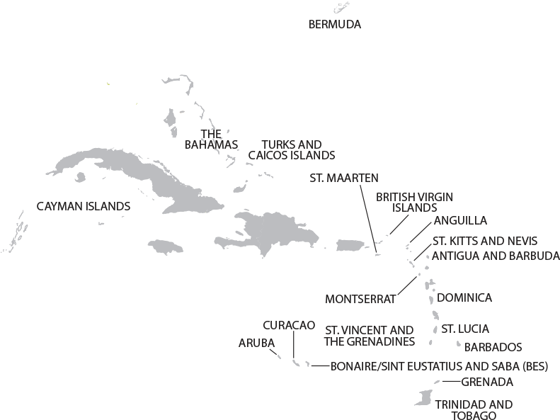 A Map Of The Caribbean Islands