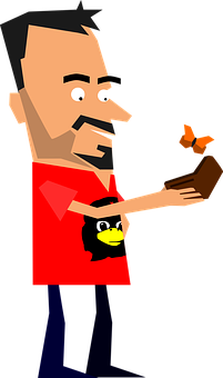 A Cartoon Of A Man Holding A Bird