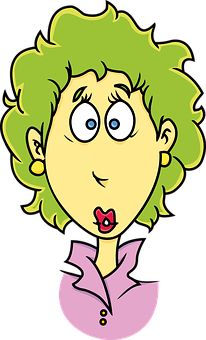 A Cartoon Of A Woman With Green Hair