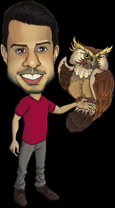 A Man Holding An Owl