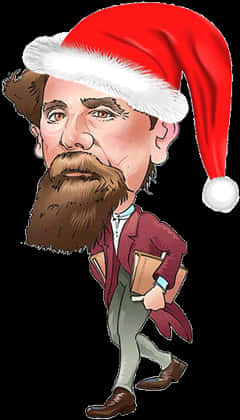 A Cartoon Of A Man With A Beard And A Santa Hat