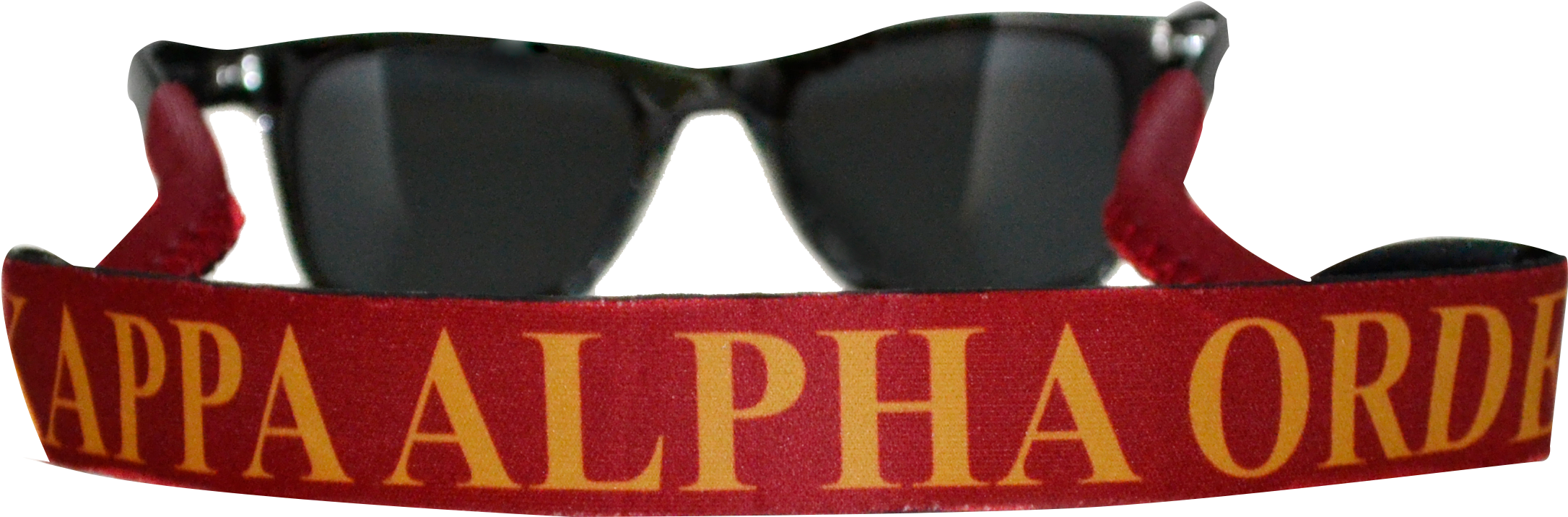 A Pair Of Sunglasses With A Red Band Around It