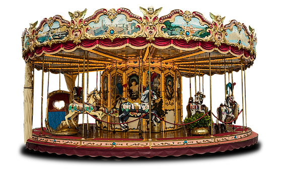A Carousel With Horses And A Black Background