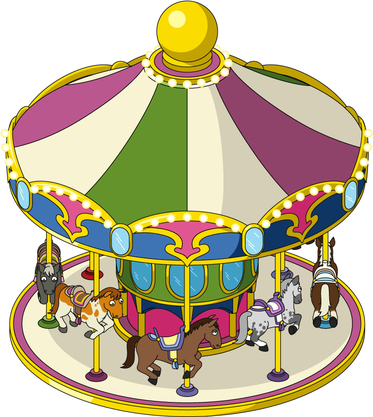 A Cartoon Carousel With Horses