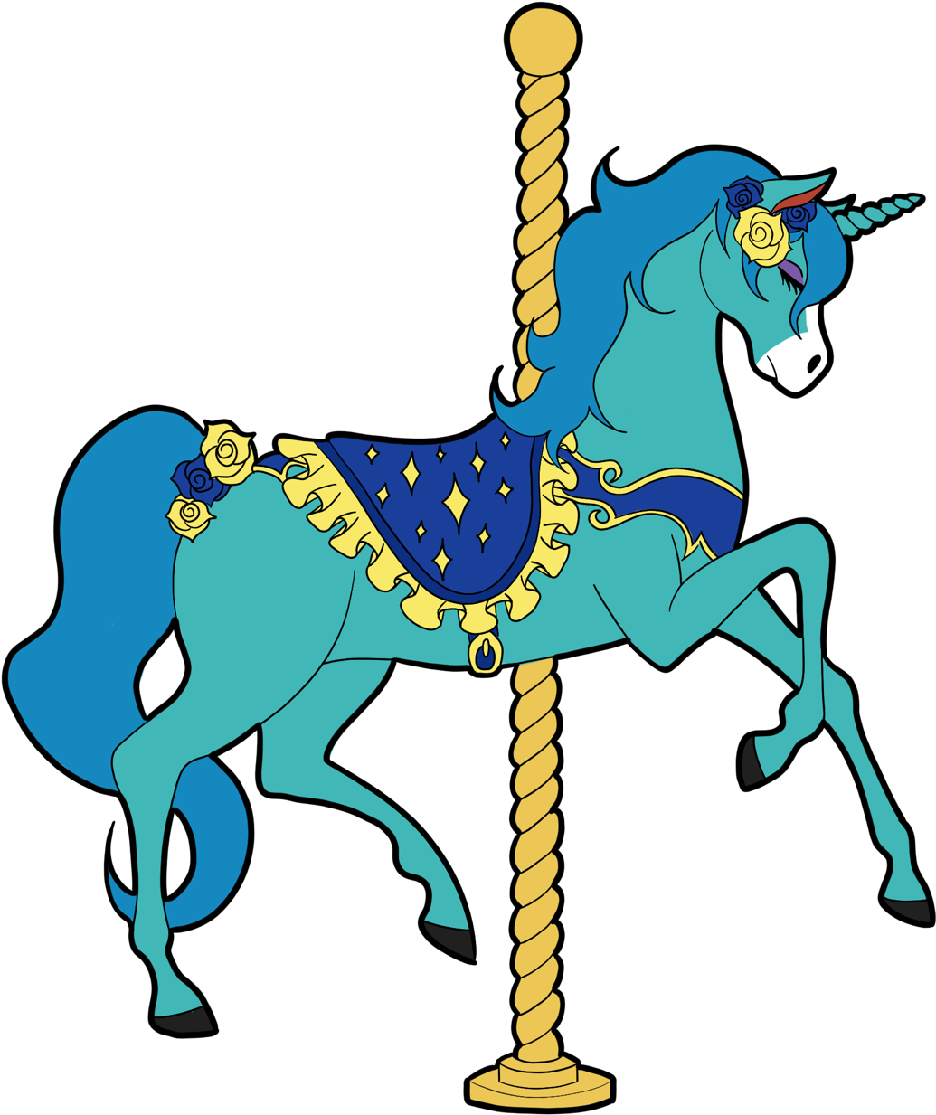 A Blue Unicorn On A Merry Go Round