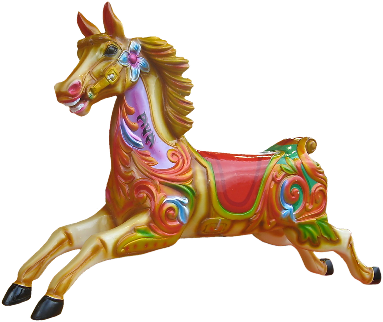 A Colorful Horse Statue On A Black Background