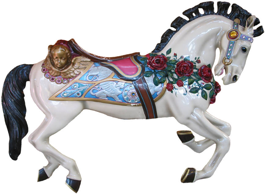 A White Horse With Flowers On It