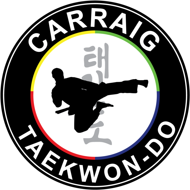 A Black And White Logo With A Man Kicking
