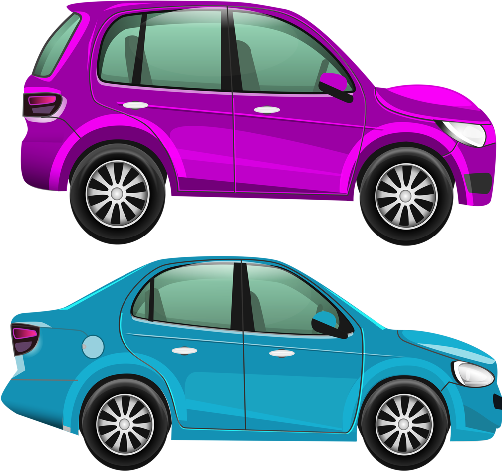A Purple And Blue Cars