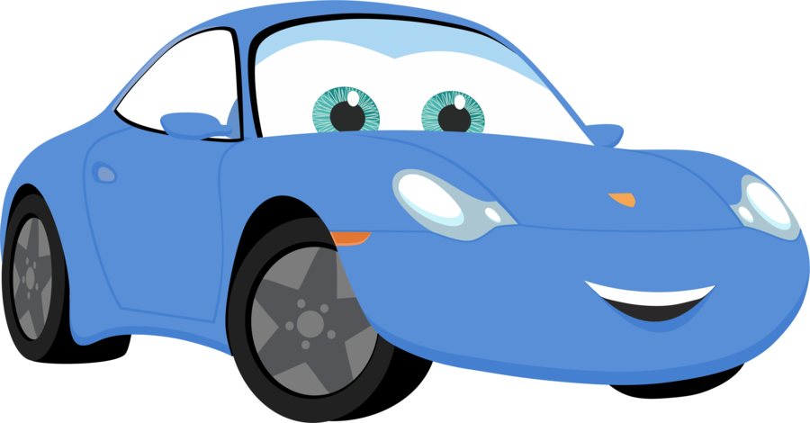 A Cartoon Blue Car With Big Eyes