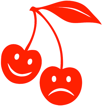 A Red Cherries With A Sad Face