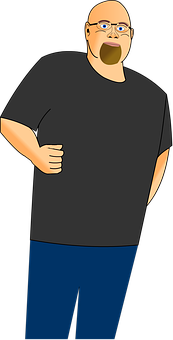 A Cartoon Of A Man With A Black Shirt
