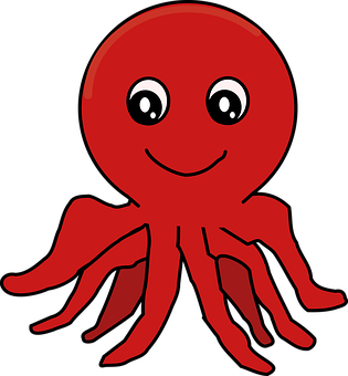 A Red Octopus With A Black Background