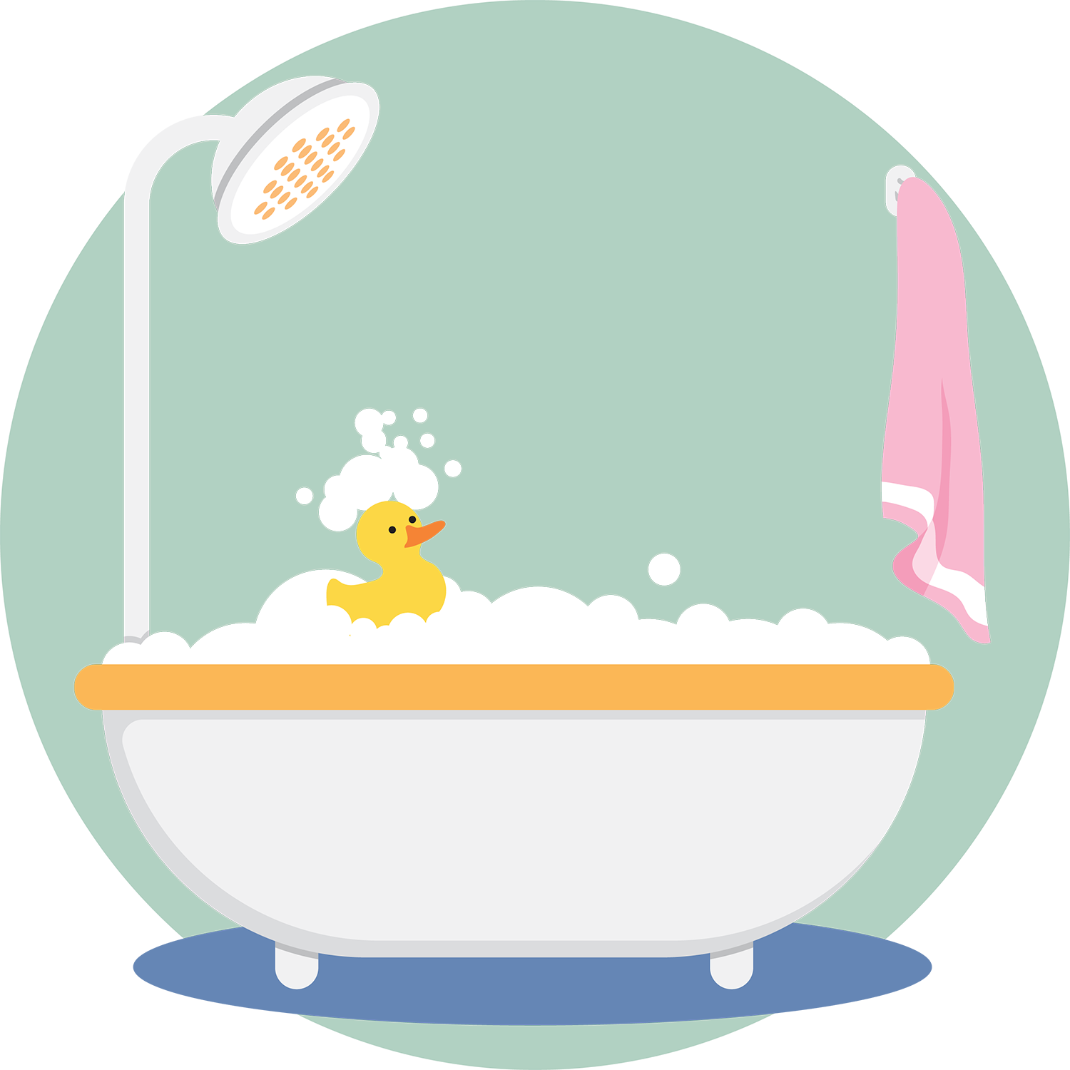 A Cartoon Of A Bathtub With A Rubber Duck In It