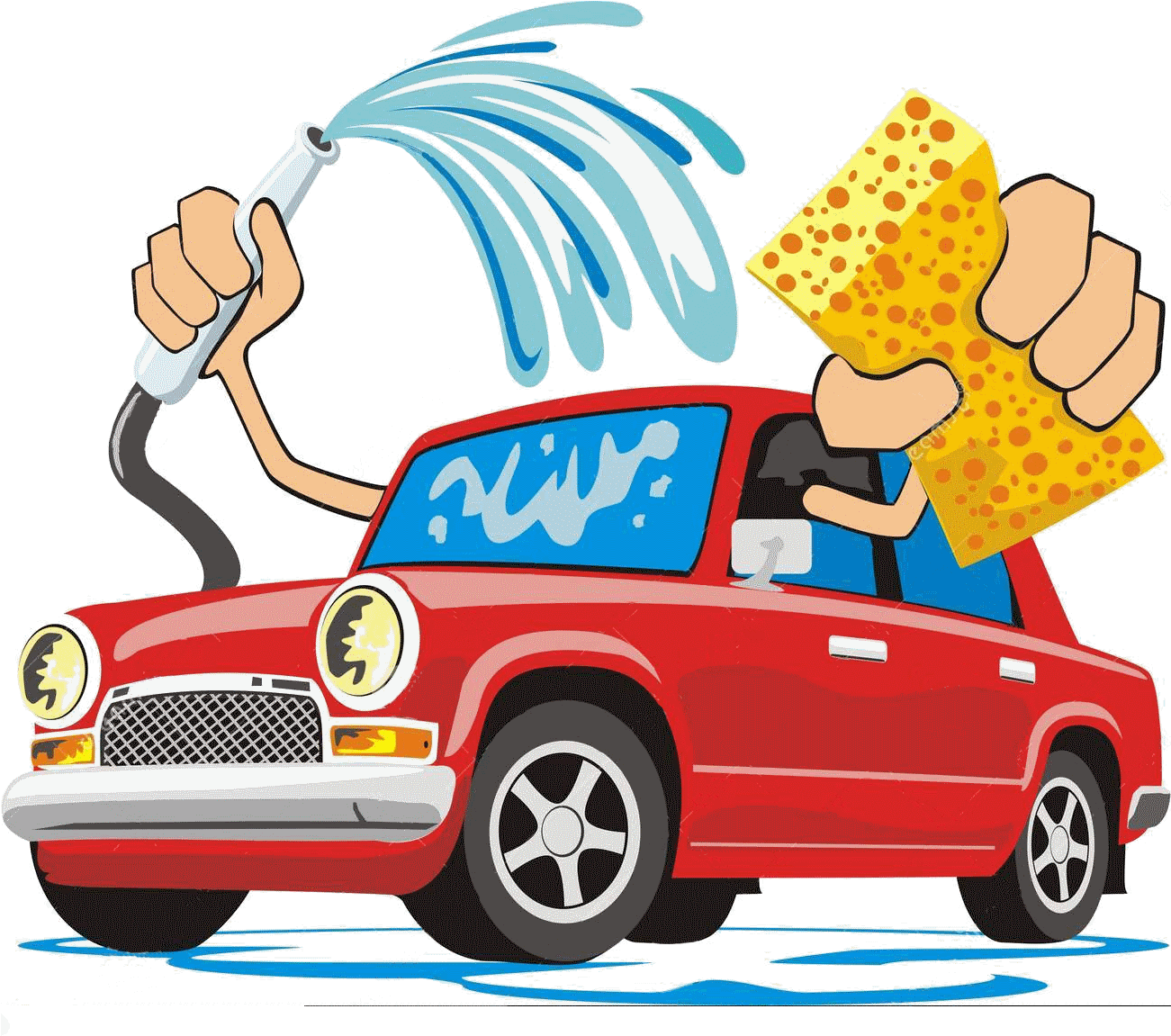 A Cartoon Of A Car Washing