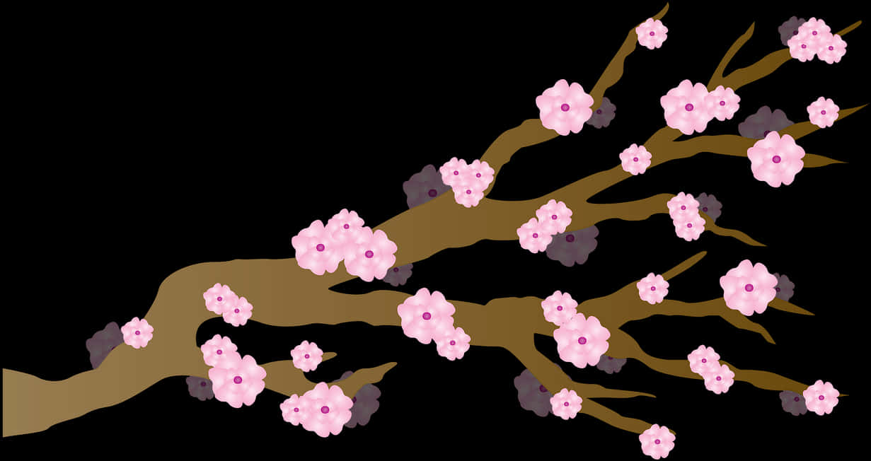 A Tree Branch With Pink Flowers