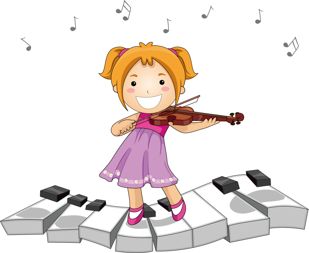 A Cartoon Of A Girl Playing A Violin