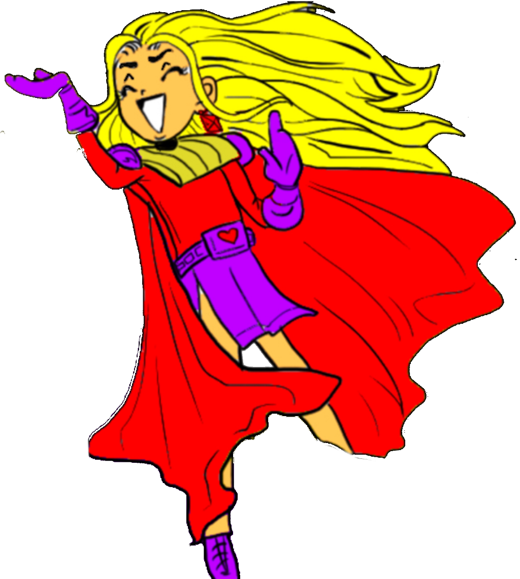 A Cartoon Of A Woman In A Red Cape