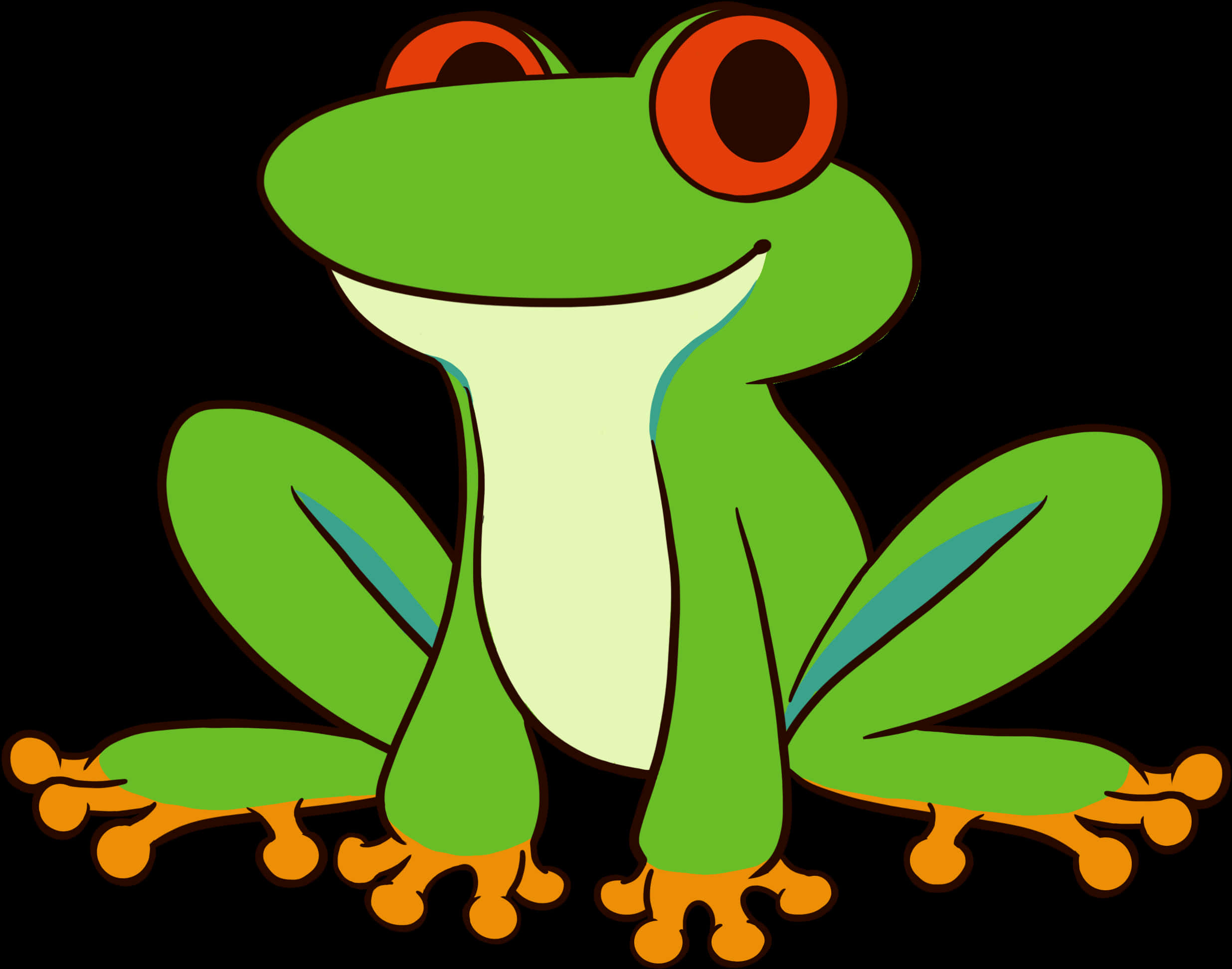 A Cartoon Frog With Red Eyes