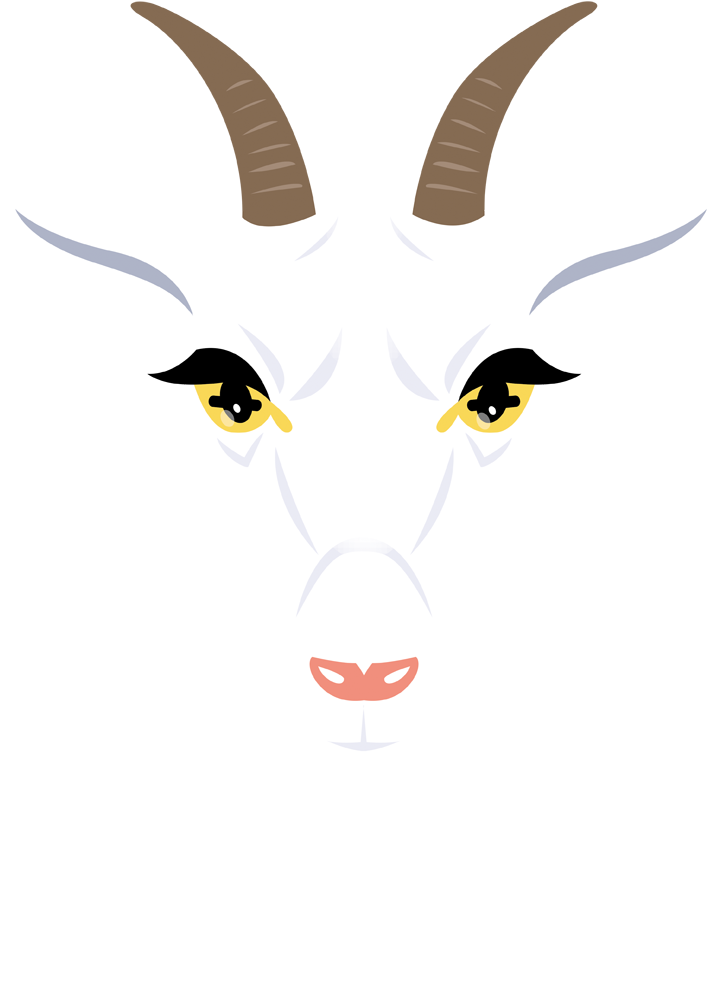 A White Goat With Horns
