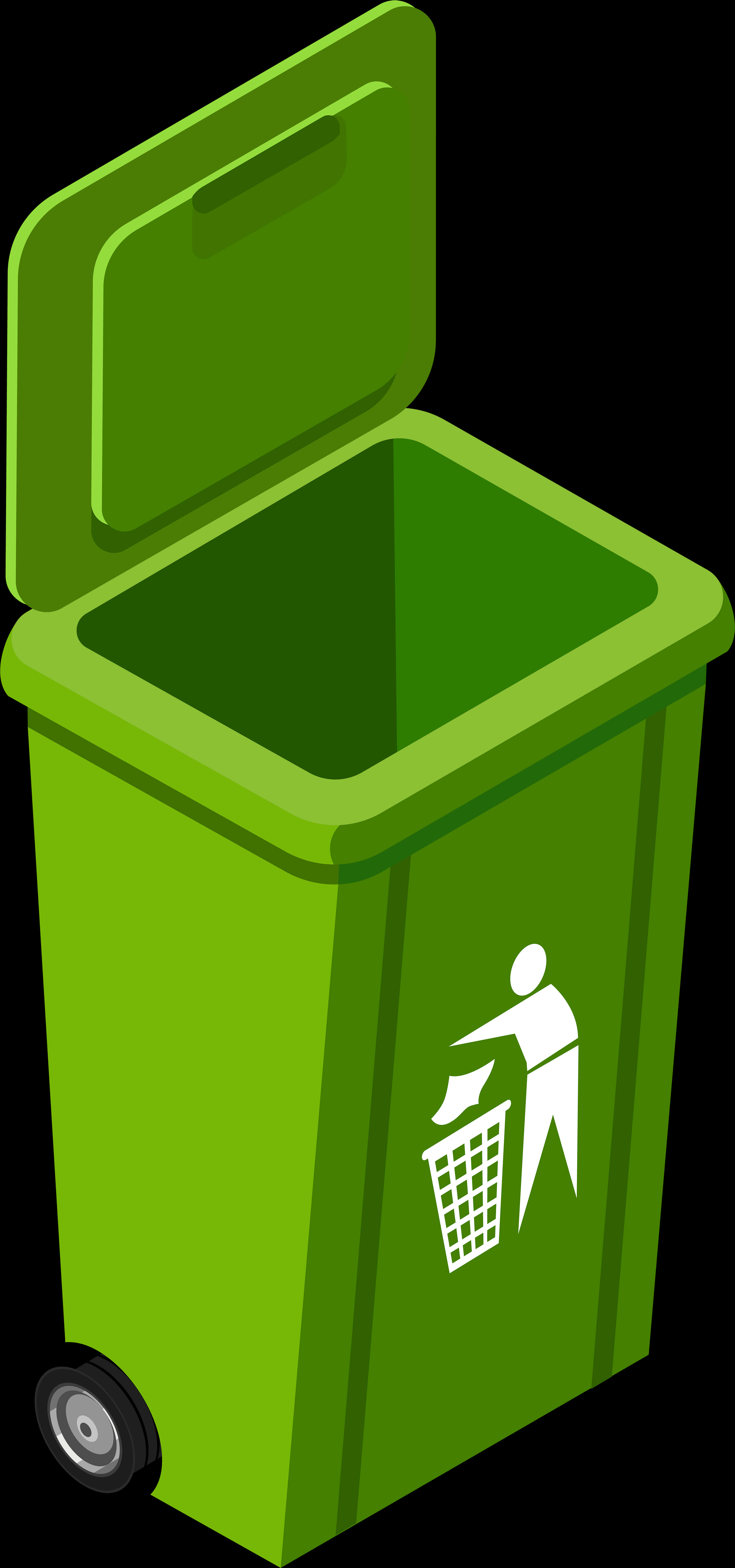A Green Trash Can With A Lid Open