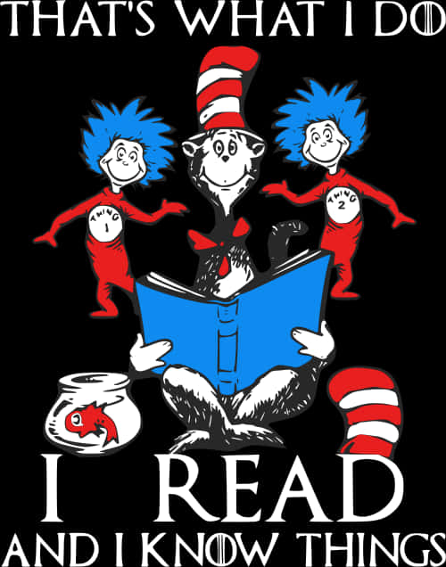 A Cat In The Hat Reading A Book