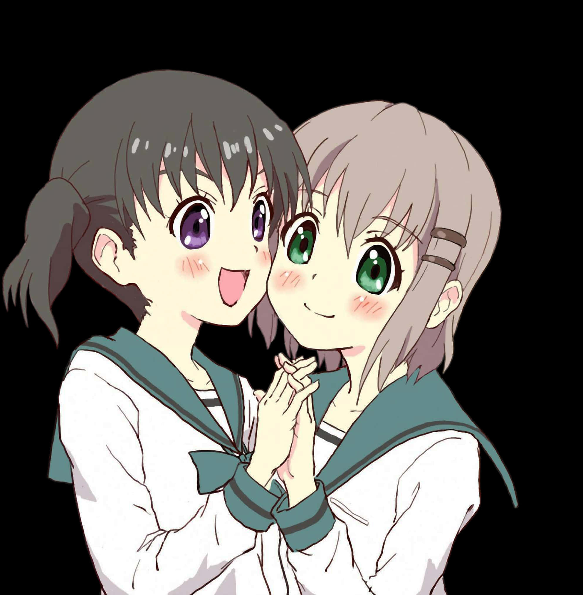 A Couple Of Girls In School Uniforms