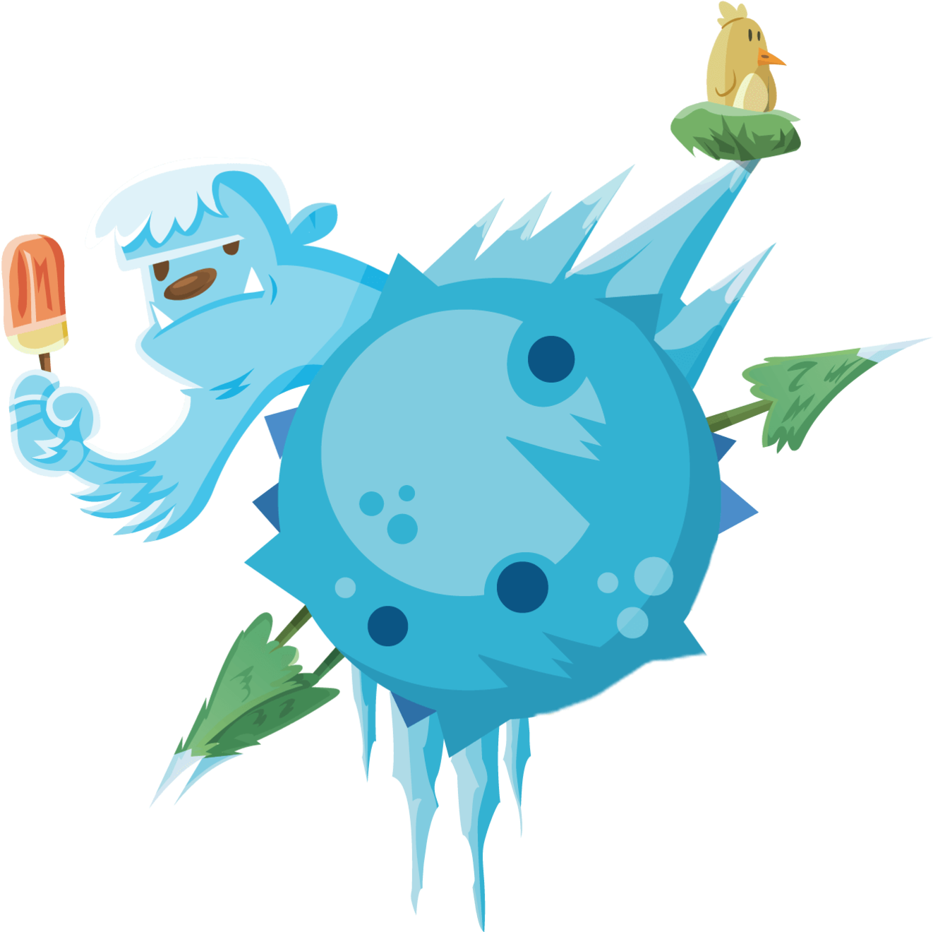 Cartoon Of A Blue Monster Holding A Popsicle