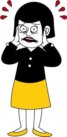 A Cartoon Of A Woman Holding Her Ears