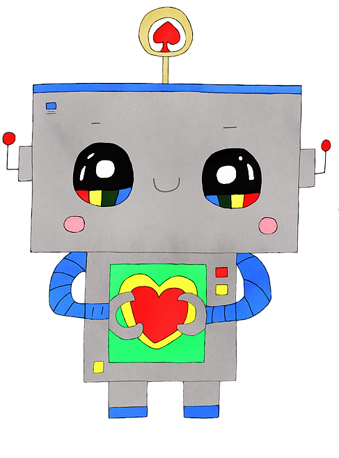 A Cartoon Of A Robot Holding A Heart