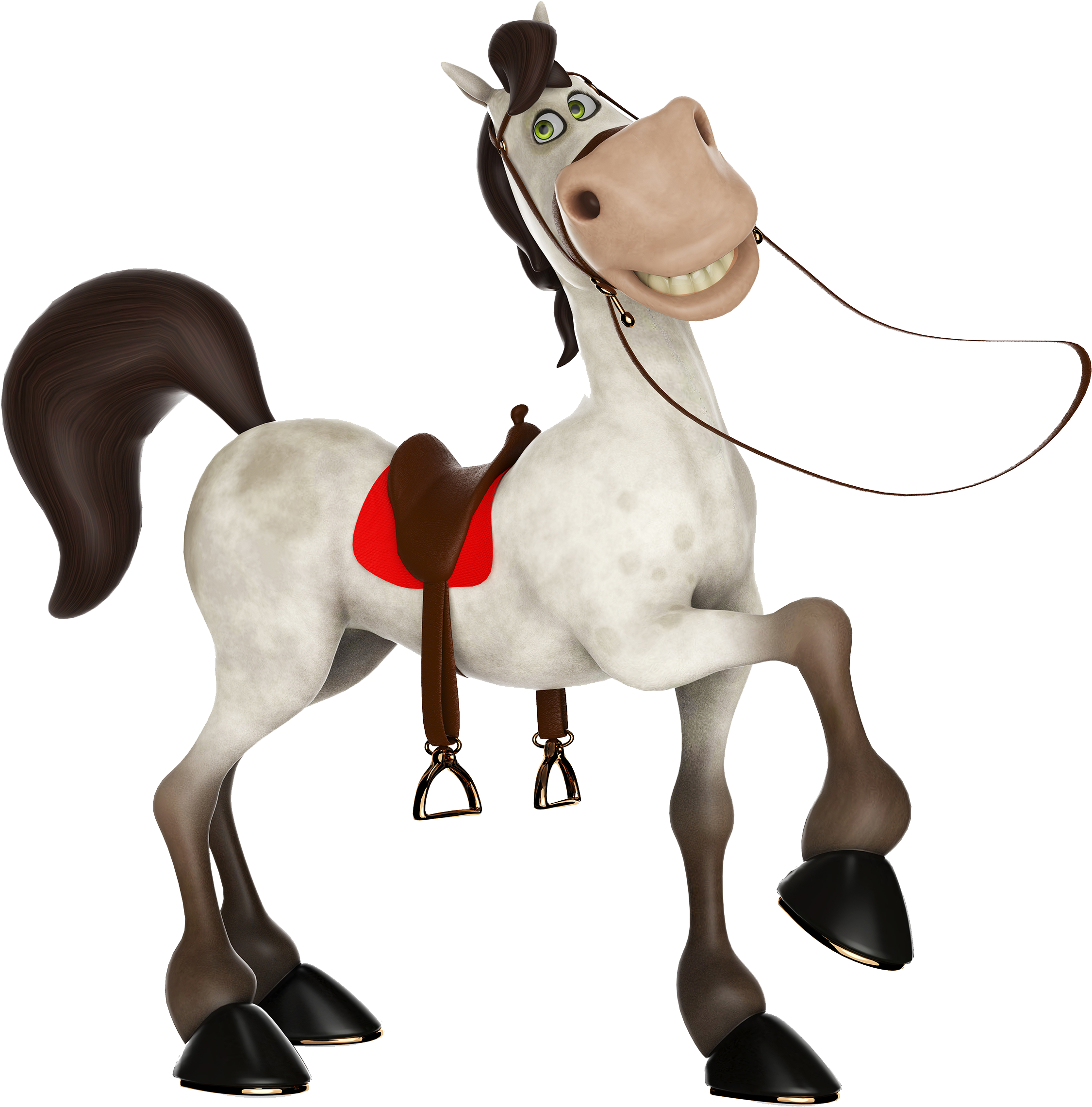 A Cartoon Horse With A Saddle