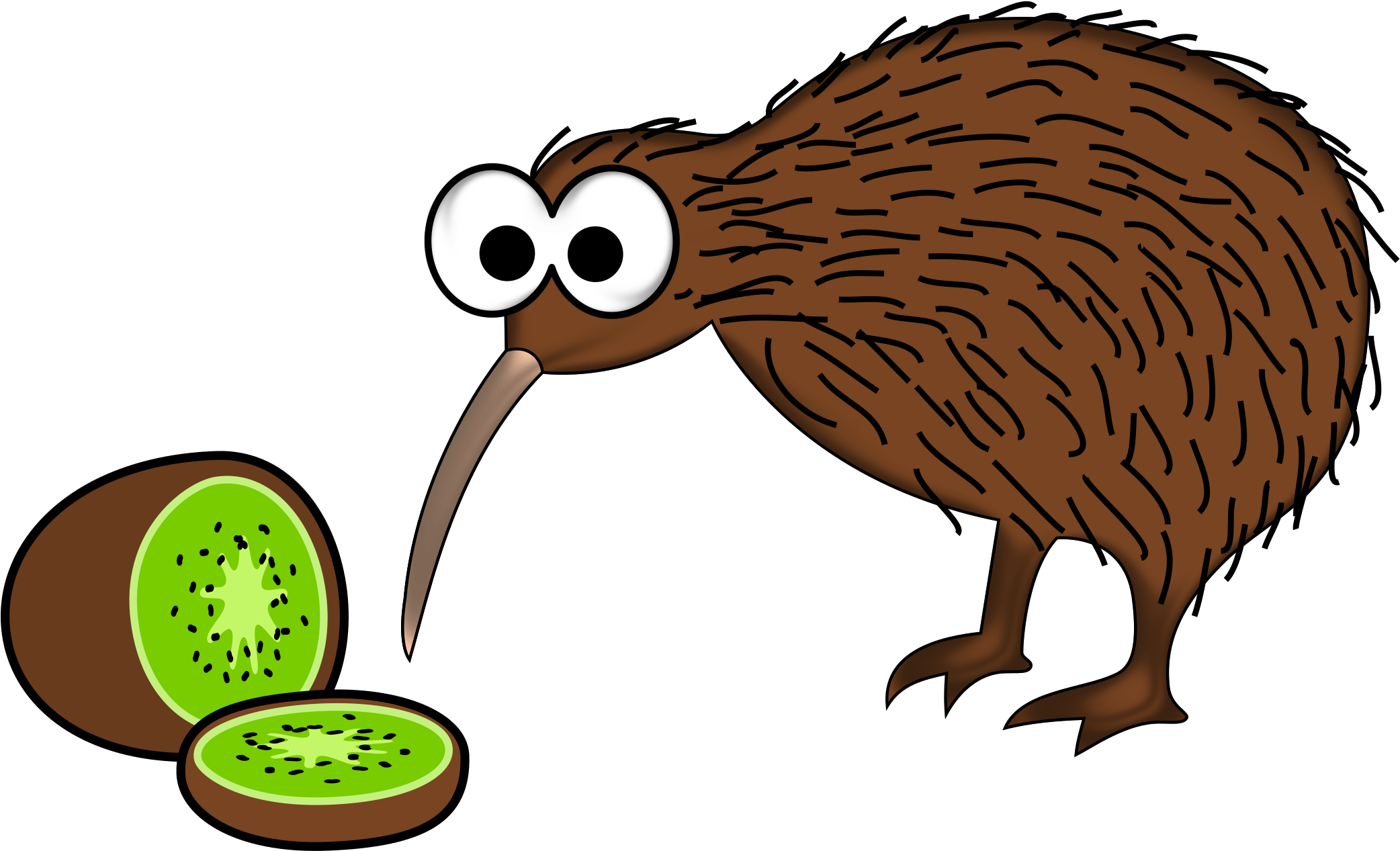 A Cartoon Of A Bird Eating A Kiwi Fruit